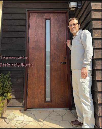 木製玄関ドア再生修理完成