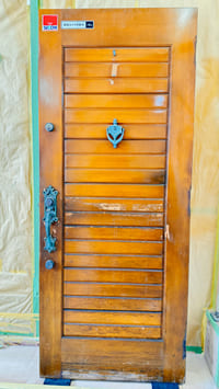 木製玄関ドア塗装、ヤマハ製ドア、高井戸、工事前