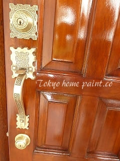 木製玄関ドア塗装・ヤマハ製10