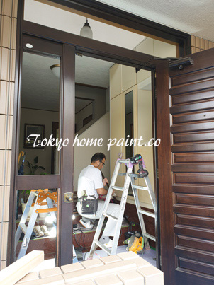 木製玄関ドア塗装世田谷6