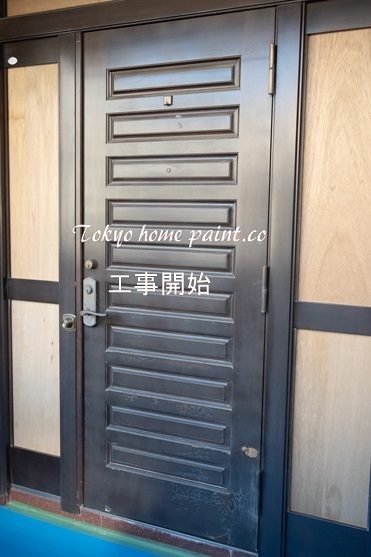 木製玄関ドア塗装世田谷8