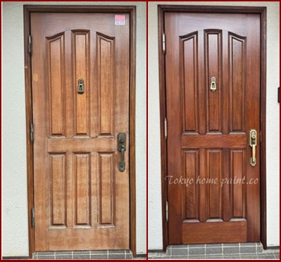 木製玄関ドア塗装/座間市
